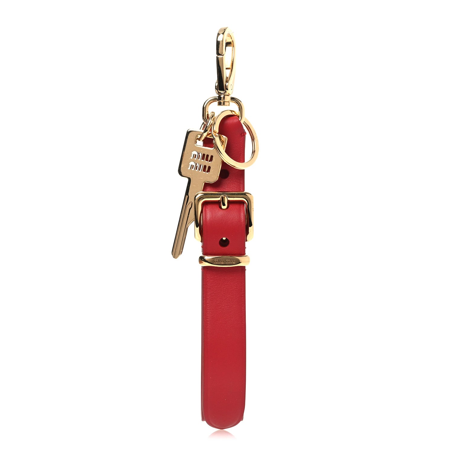 Miu Miu Calfskin Trick Key Ring Bag Charm Red 1 of 5