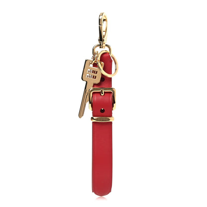 Miu Miu Calfskin Trick Key Ring Bag Charm Red 1 of 5