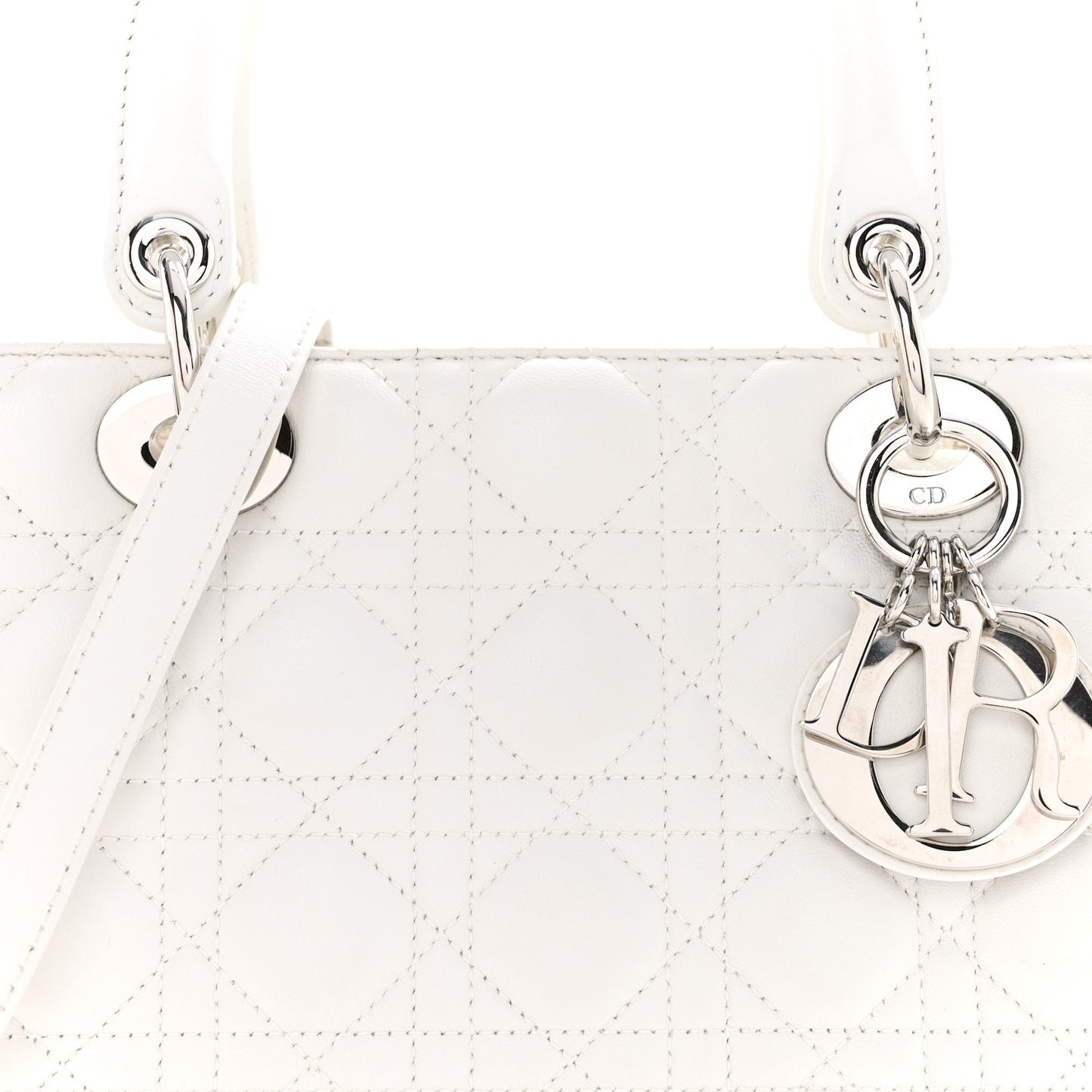 Lambskin Cannage Medium Lady Dior White