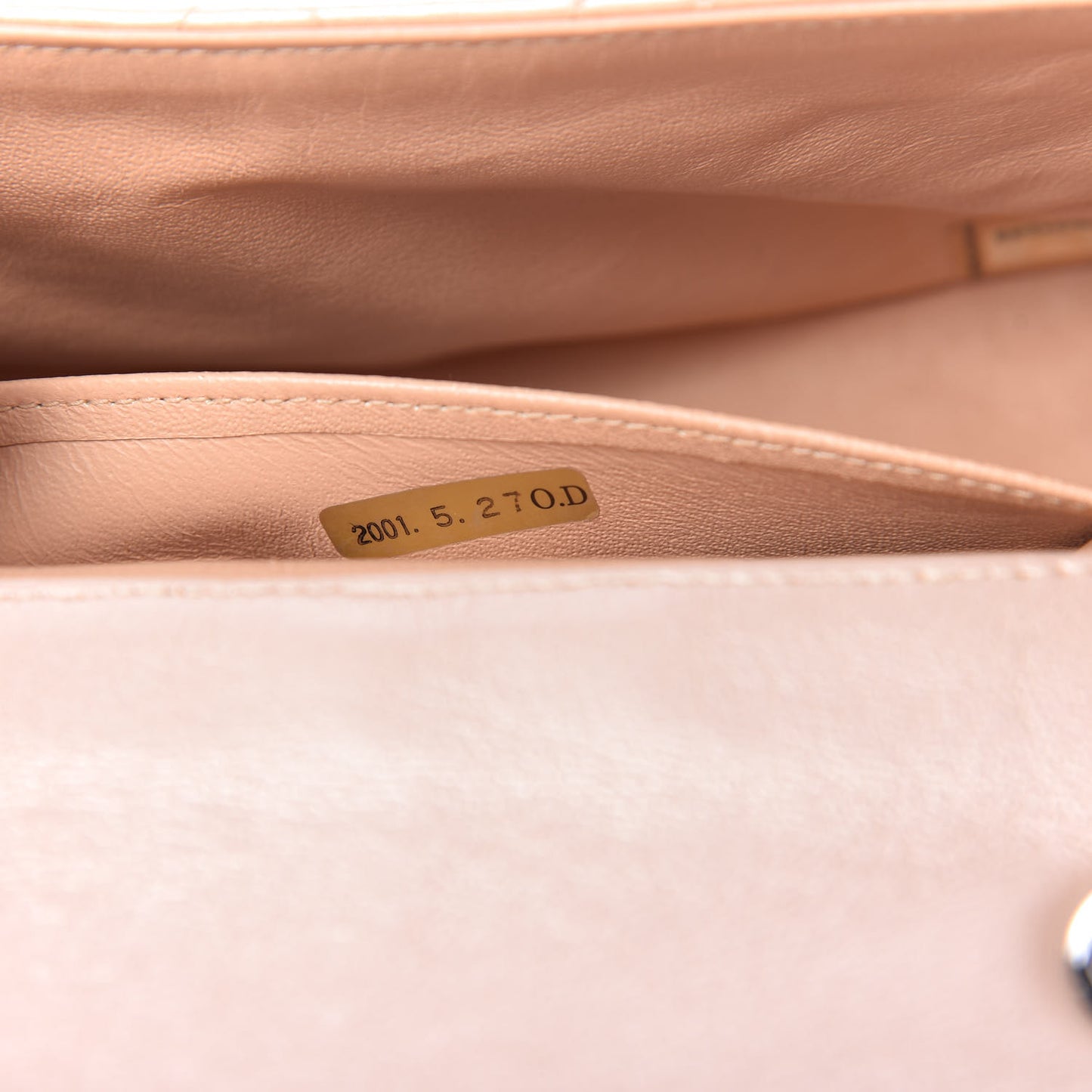 Metallic Lambskin Quilted Mini Flap Beige