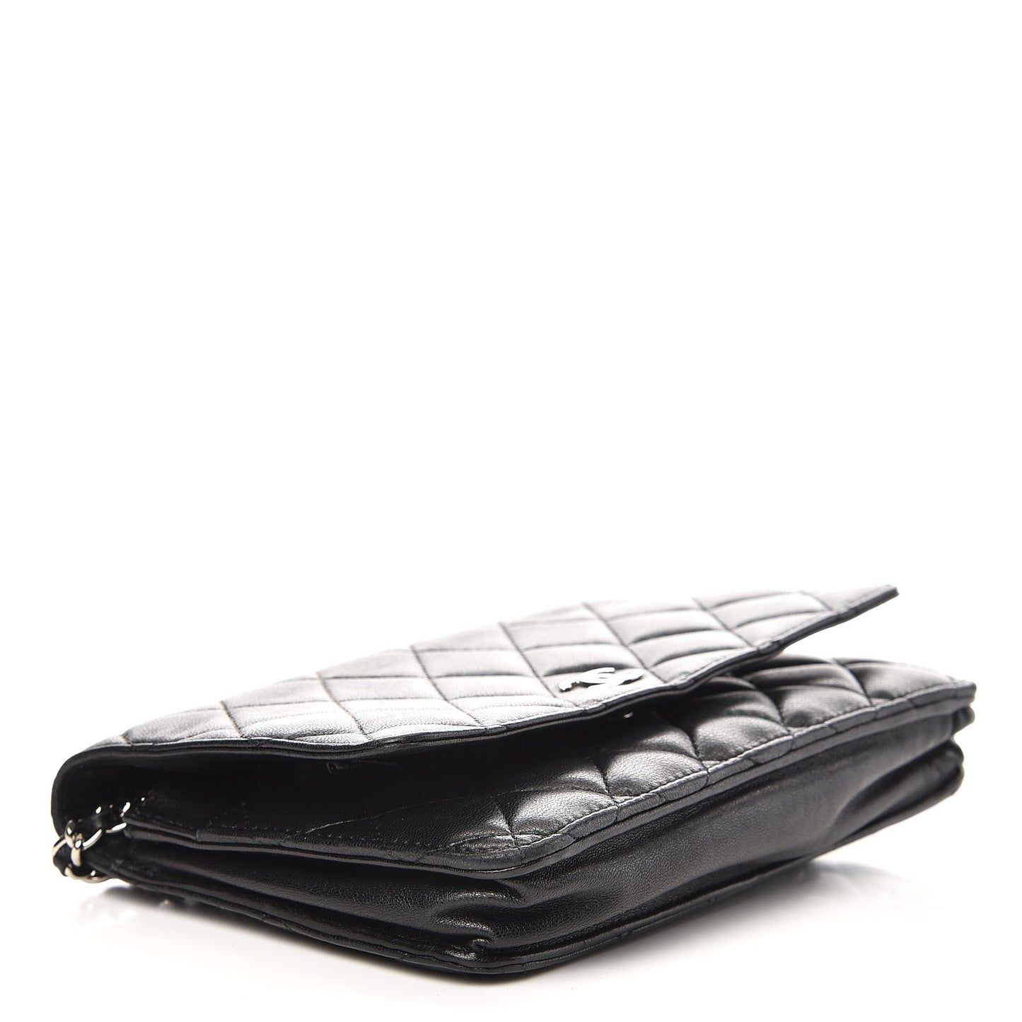 Lambskin Quilted Wallet On Chain WOC Black