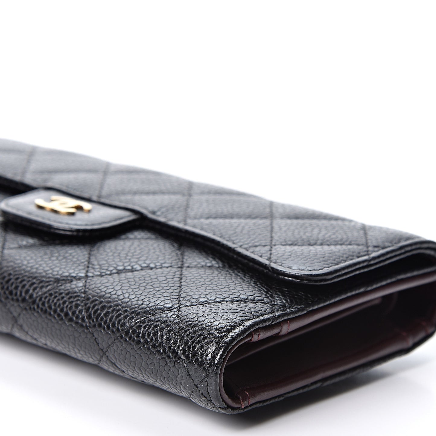 Caviar Quilted Large Flap Wallet Black
