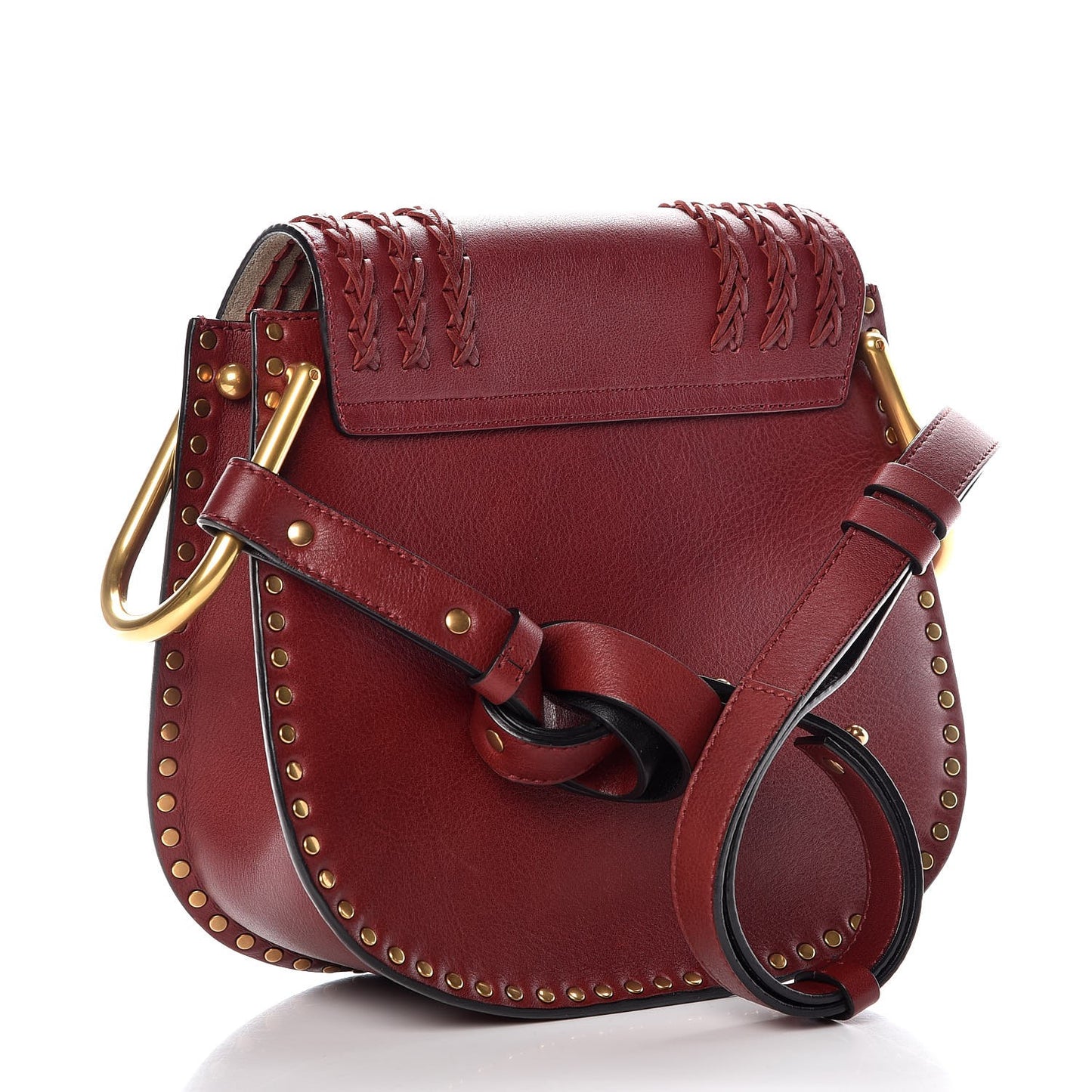 Calfskin Braided Small Hudson Shoulder Bag Sienna Red
