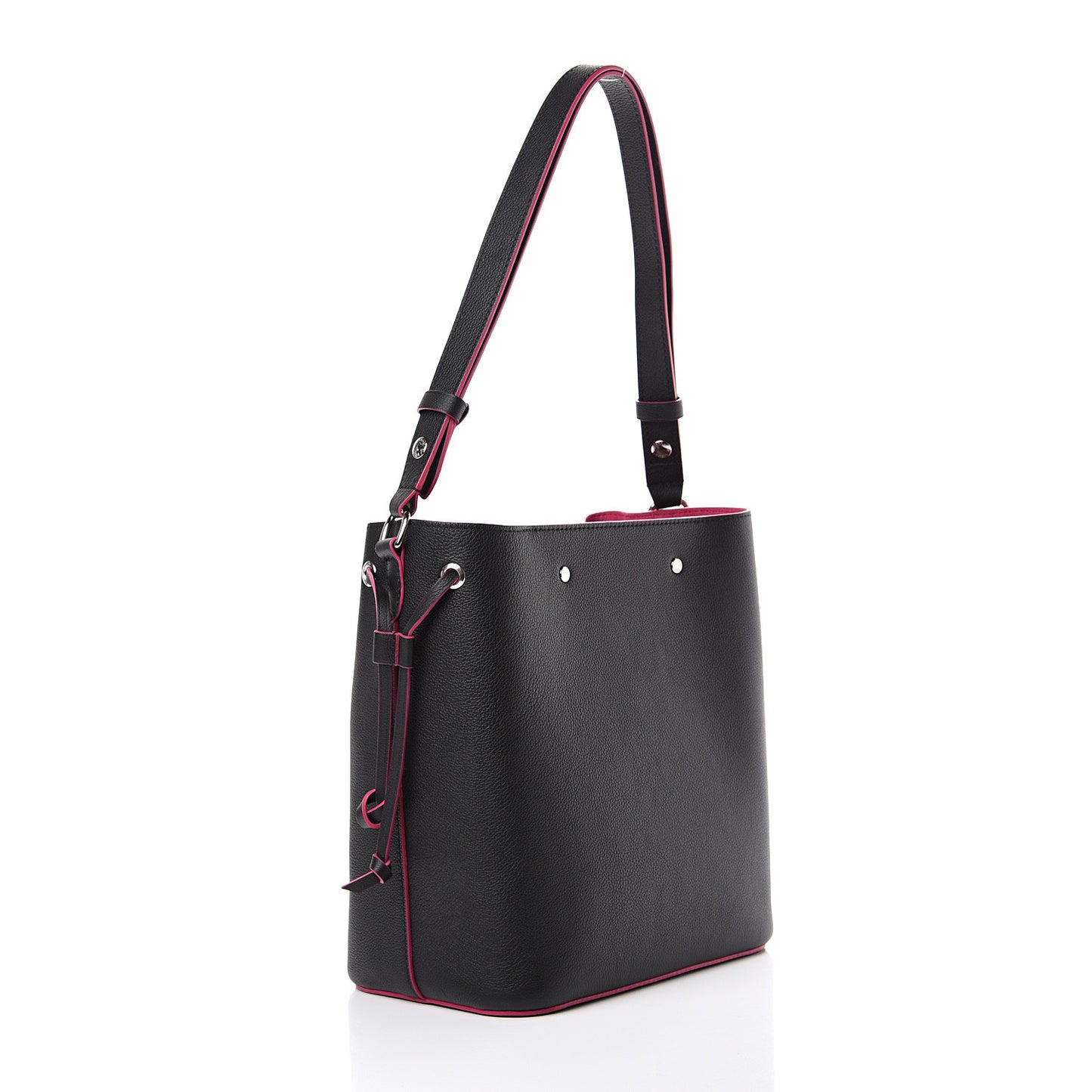 Calfskin Lockme Bucket Black
