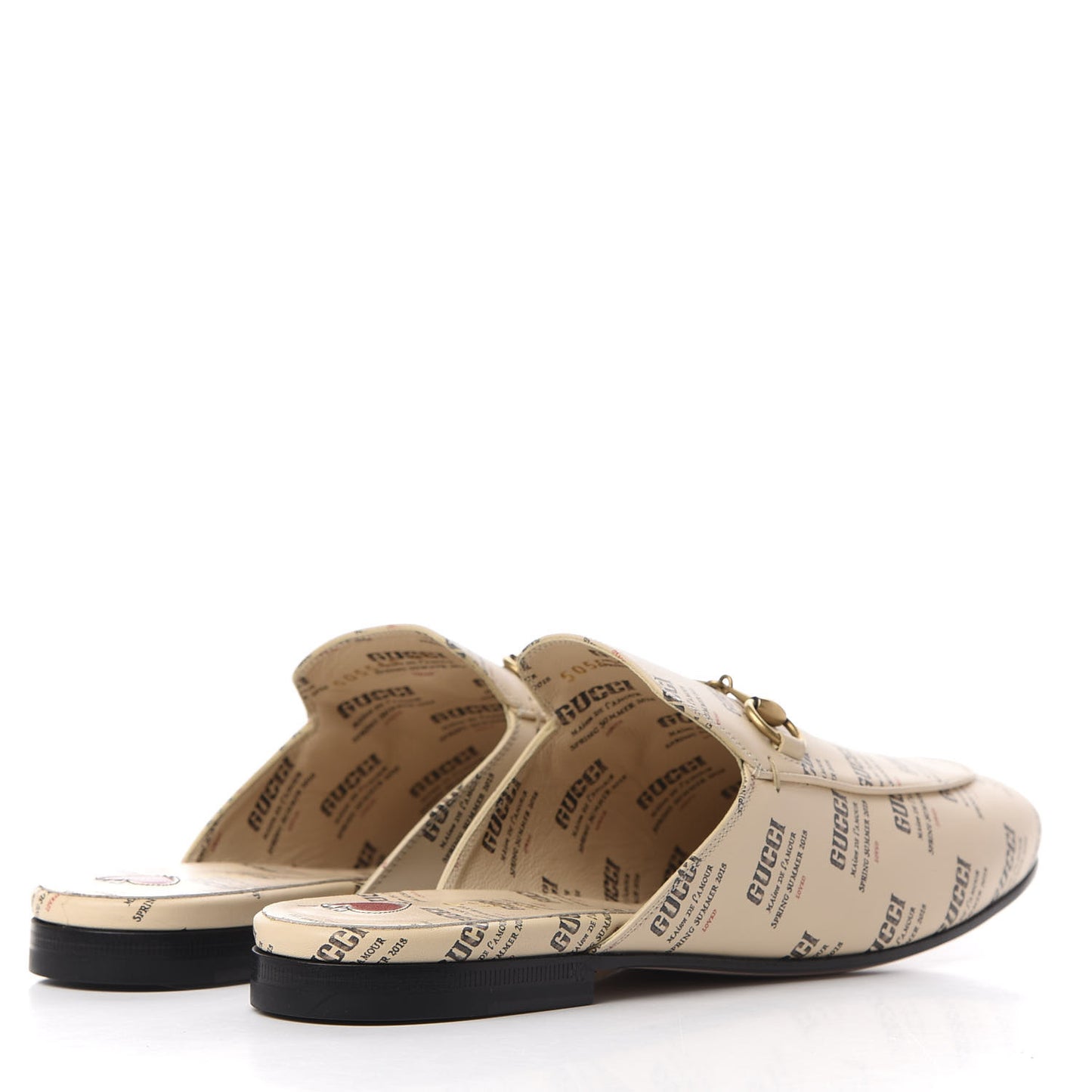 Calfskin Stamp Print Womens Princetown Slippers 40 Soy Black