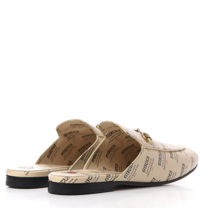 Gucci Calfskin Stamp Print Womens Princetown Slippers 40 Soy Black 4 of 11