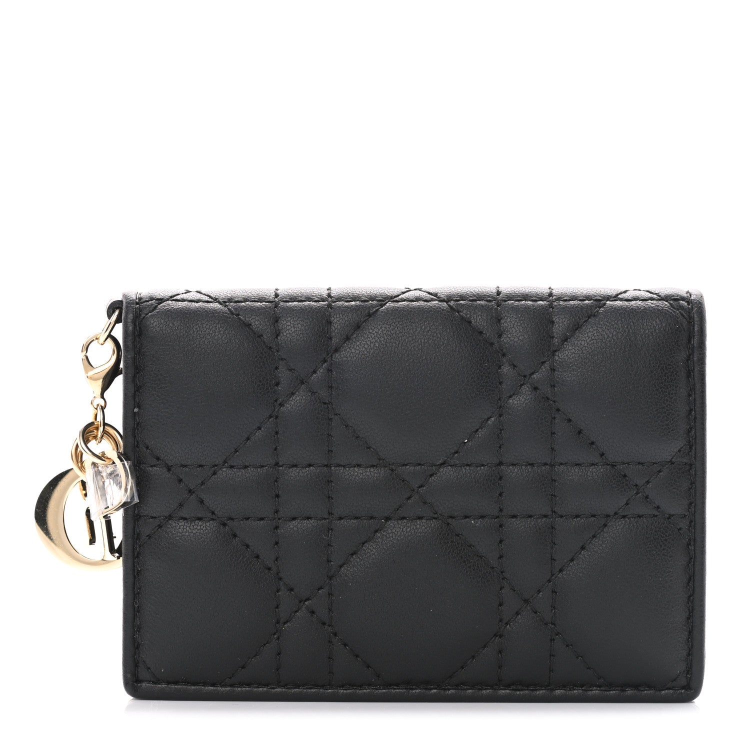 Christian Dior Lambskin Cannage Small Lady Dior Flap Card Holder Black 1 of 7