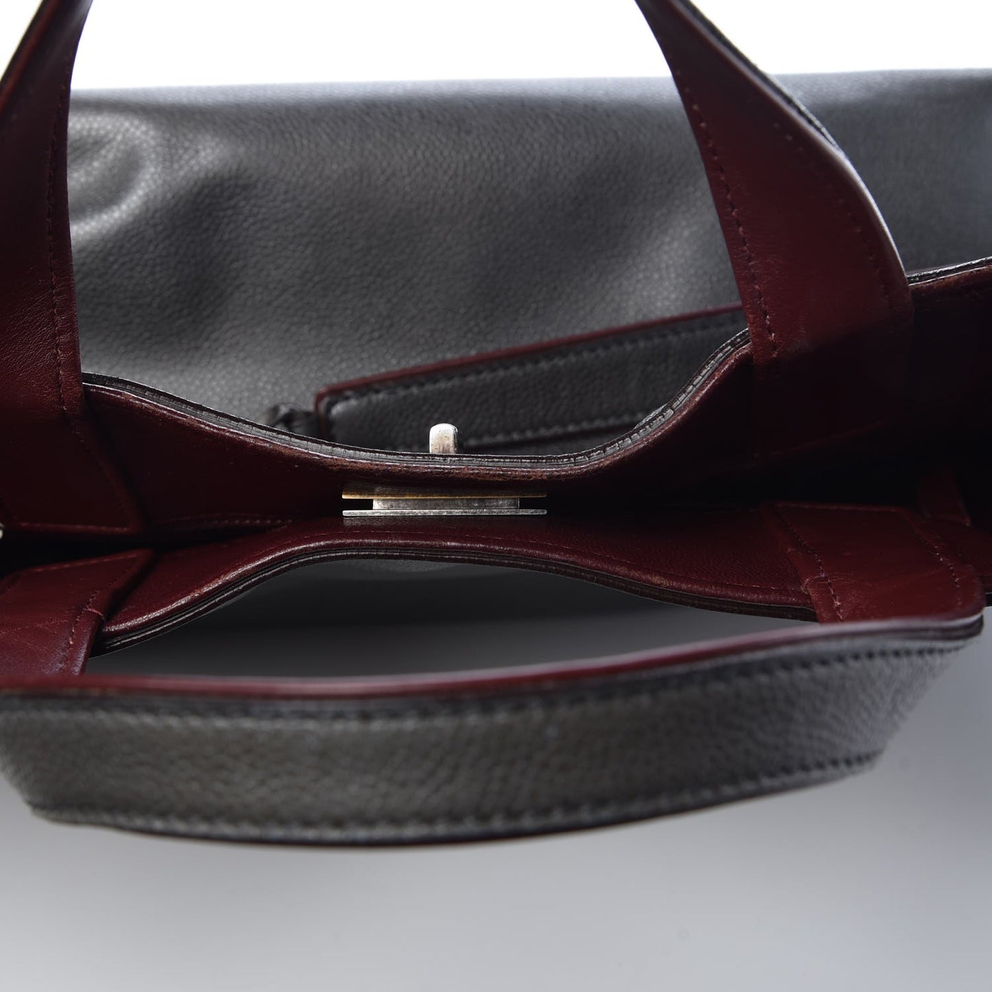 Metallic Caviar Mademoiselle Lock Cerf Shopper Tote Silver