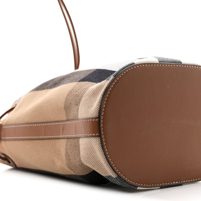 Burberry Giant Check Canvas Small Bucket Bag Taupe Brown 10 of 11