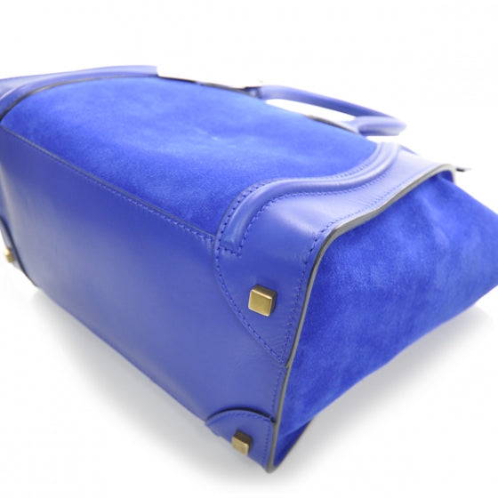 Leather Suede Mini Luggage Bag Royal Blue