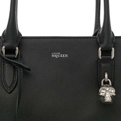 Alexander McQueen Pebbled Calfskin Large Skull Padlock Zip Around Tote Black 8 of 10