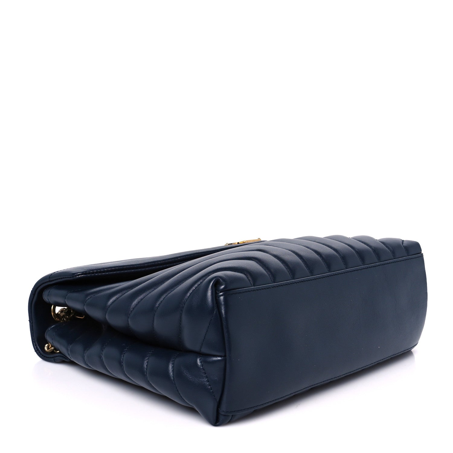 Saint Laurent Calfskin Y Quilted Monogram Medium Loulou Chain Satchel Deep Marine 4 of 11