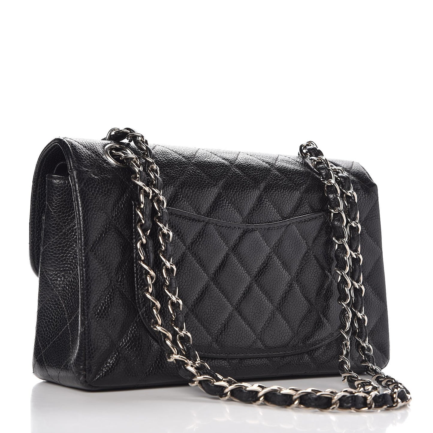 Caviar Quilted Small Double Flap Black