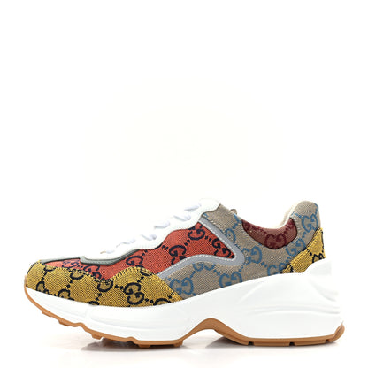 Gucci Monogram Multicolor Demetra Womens Rhyton Sneakers 35.5 Yellow Blue Great White Tabasco 1 of 7