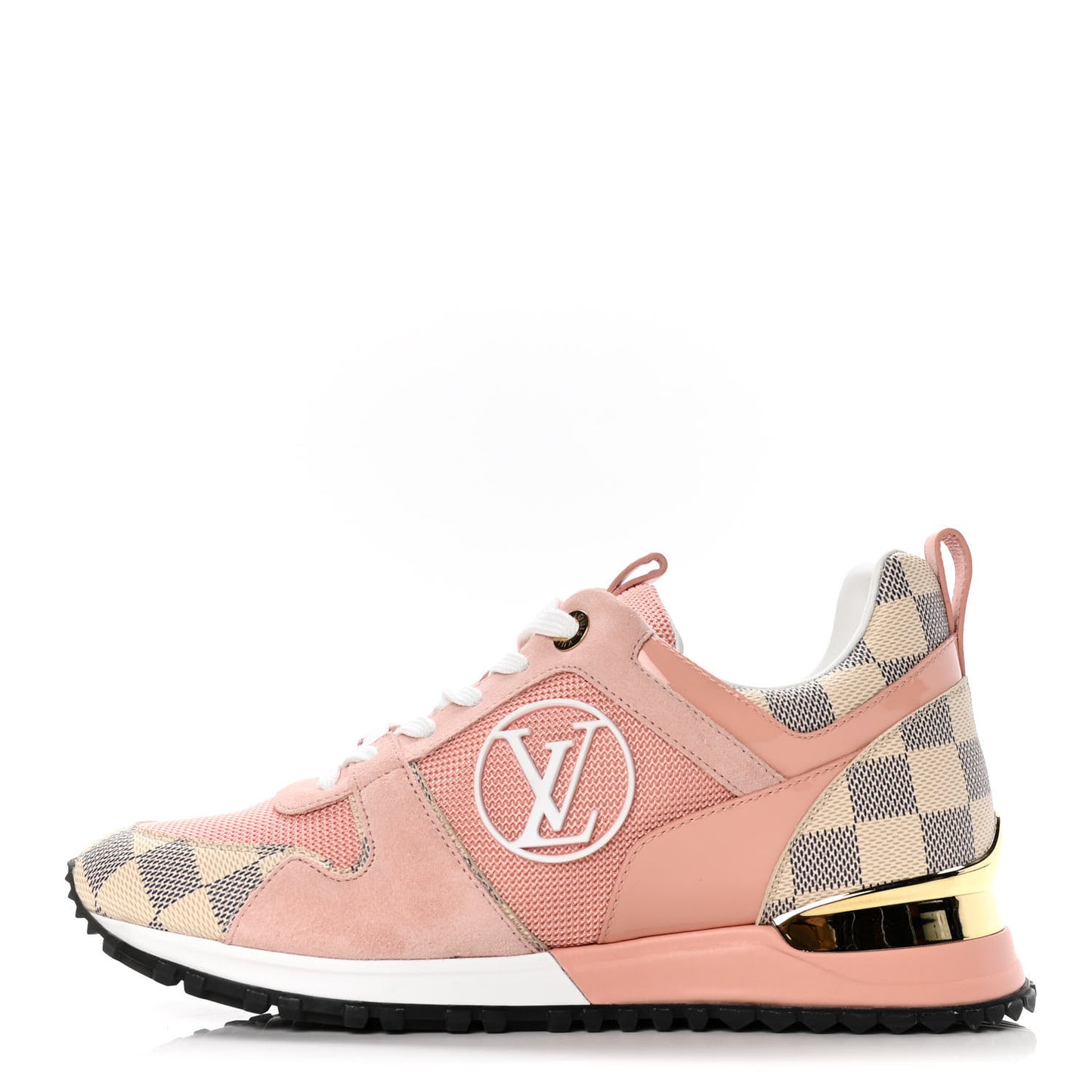 Suede Damier Azur Run Away Sneakers 36.5 Pink