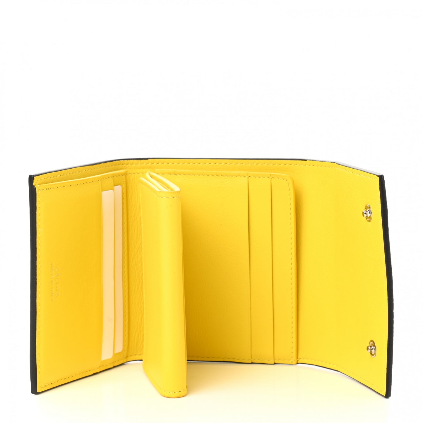 Drummed Calfskin Small Multifunction Folded Wallet Black