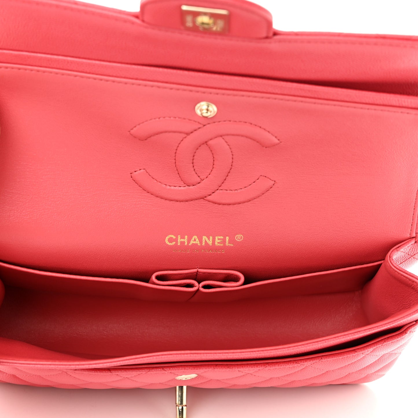 Caviar Quilted Medium Double Flap Dark Pink