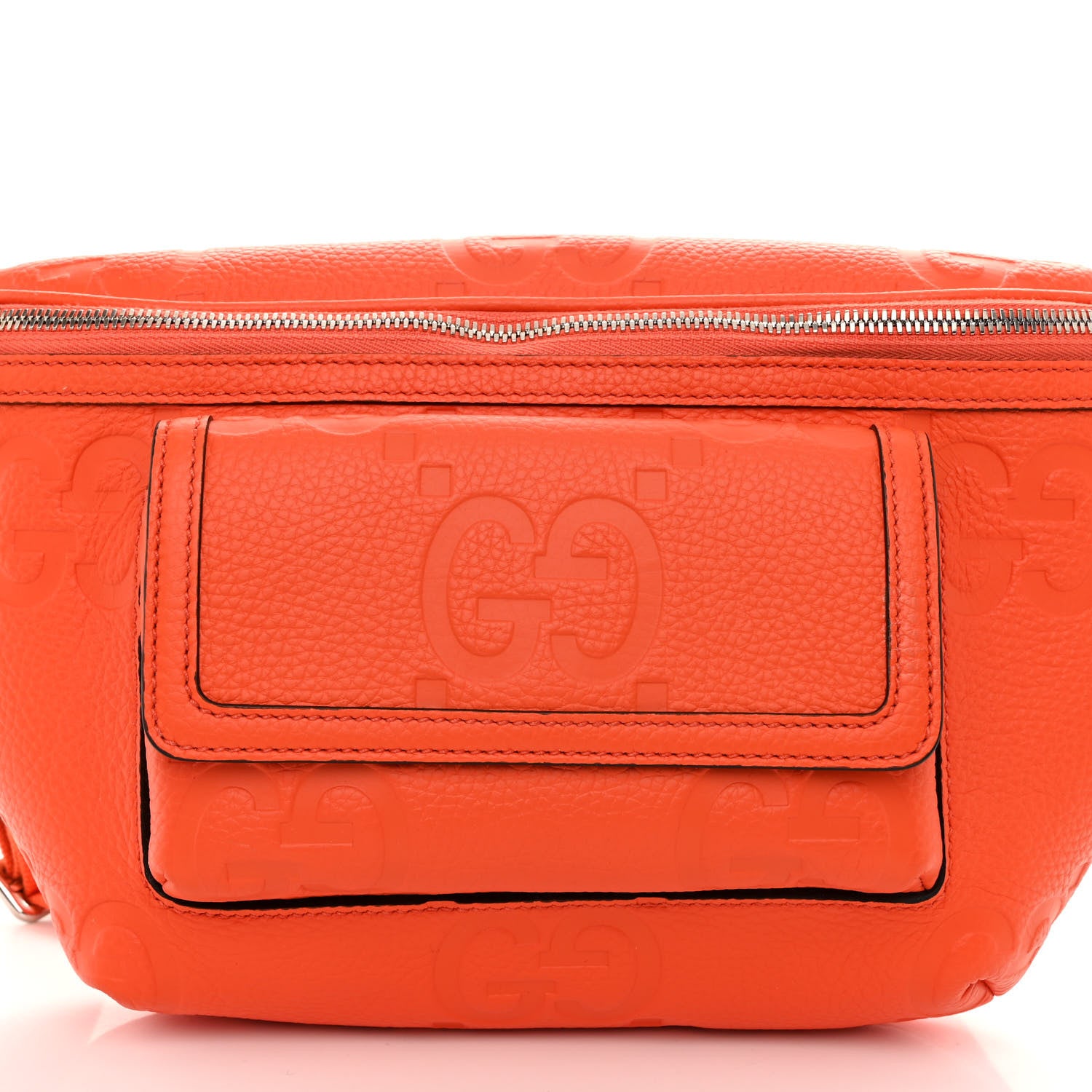 Gucci Piuma Calfskin Jumbo GG Embossed Pocket Belt Bag Good Orange 7 of 9