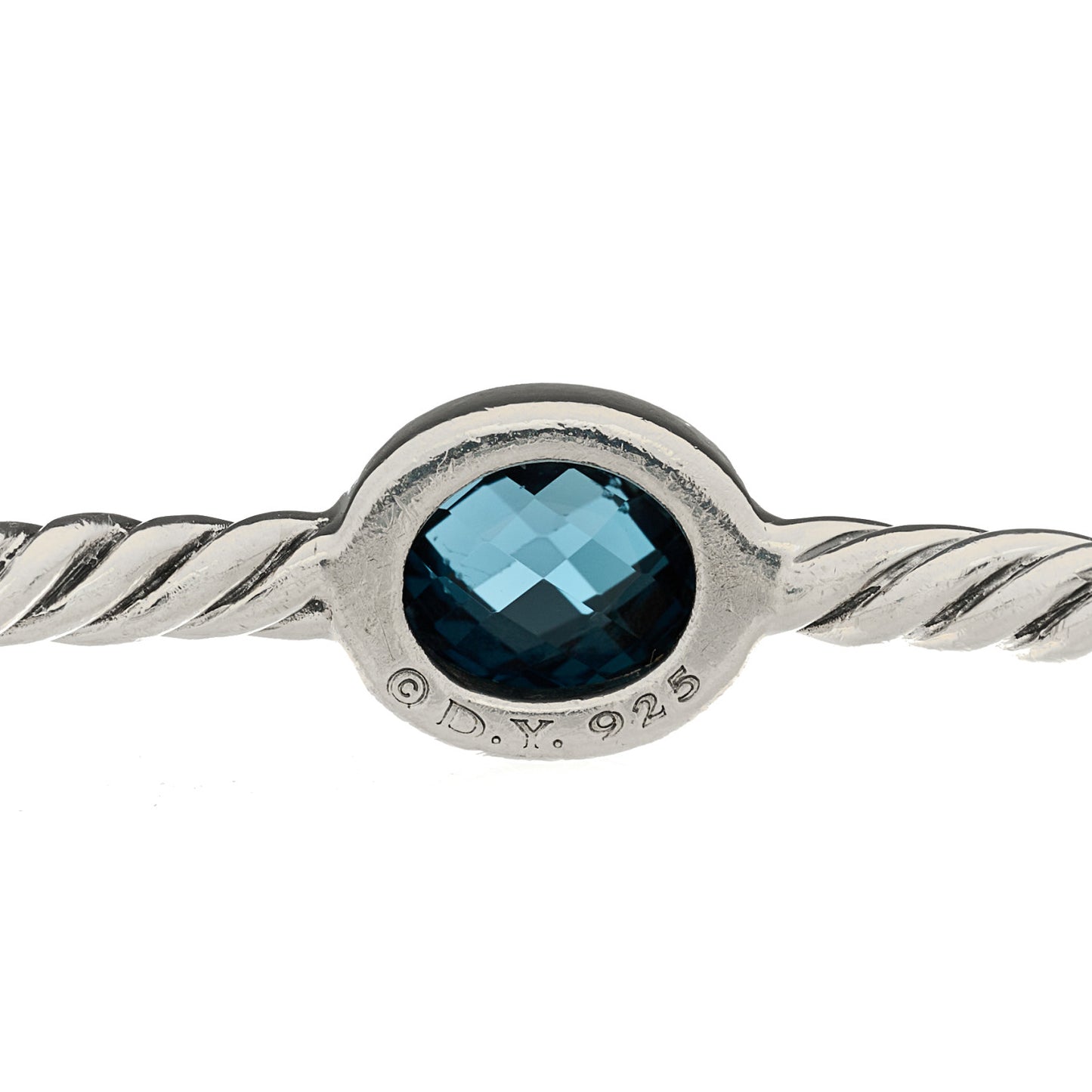 Sterling Silver Blue Topaz 3mm 4 Station Bangle Bracelet