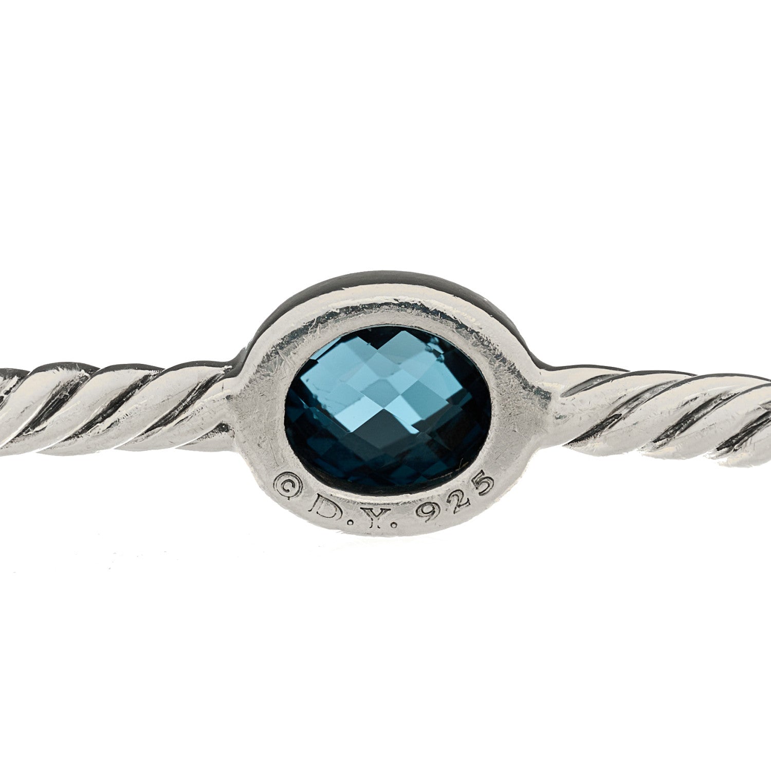 David Yurman Sterling Silver Blue Topaz 3mm 4 Station Bangle Bracelet 3 of 3