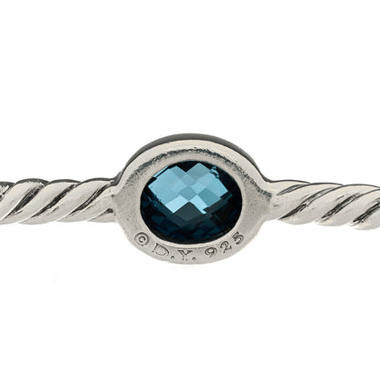 David Yurman Sterling Silver Blue Topaz 3mm 4 Station Bangle Bracelet 3 of 3