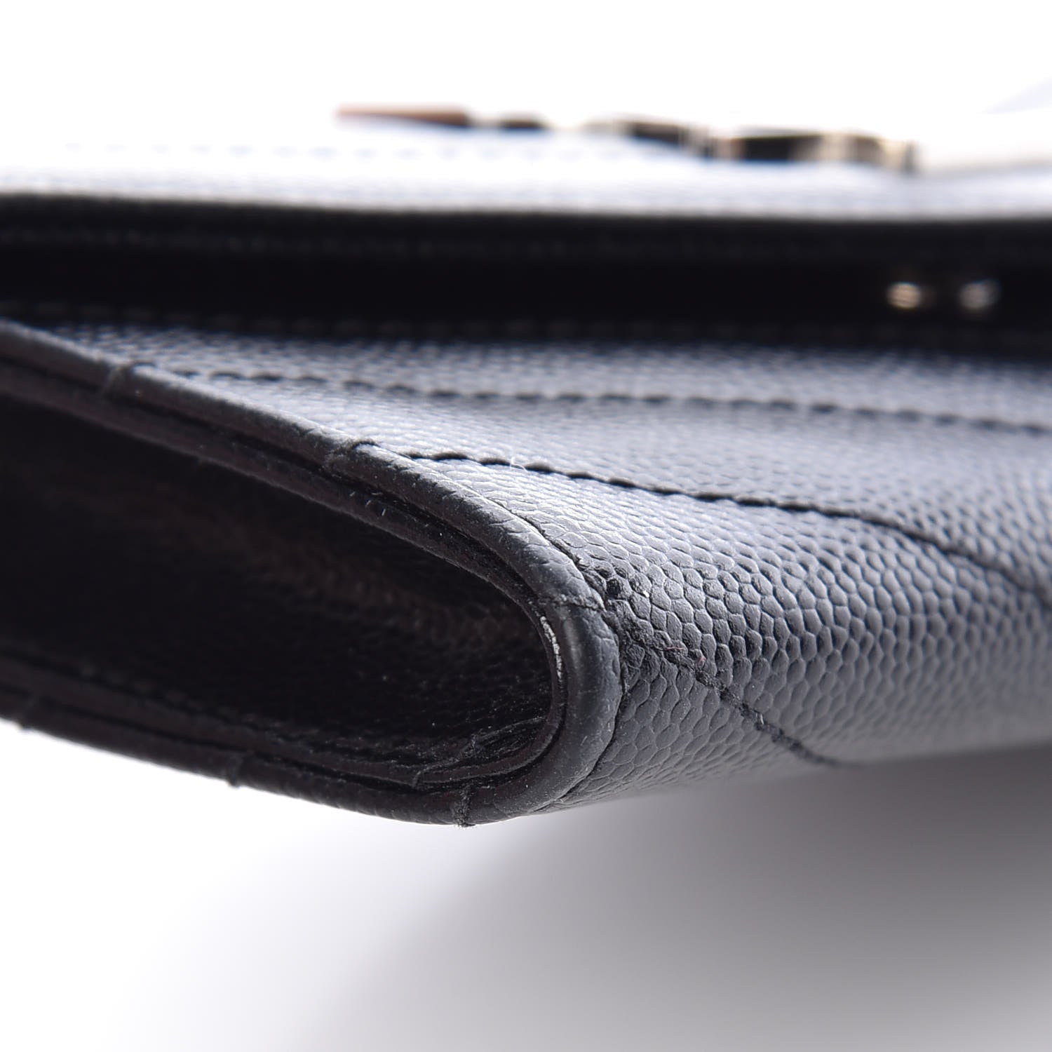 Saint Laurent Grain De Poudre Matelasse Chevron Small Monogram Envelope Wallet Black 9 of 16