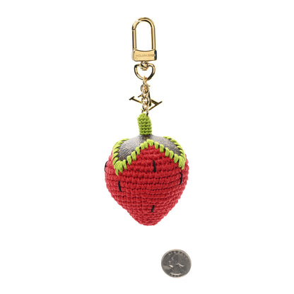 Louis Vuitton Crochet Monogram Embroidered Berrylicious Bag Charm Rouge 2 of 4