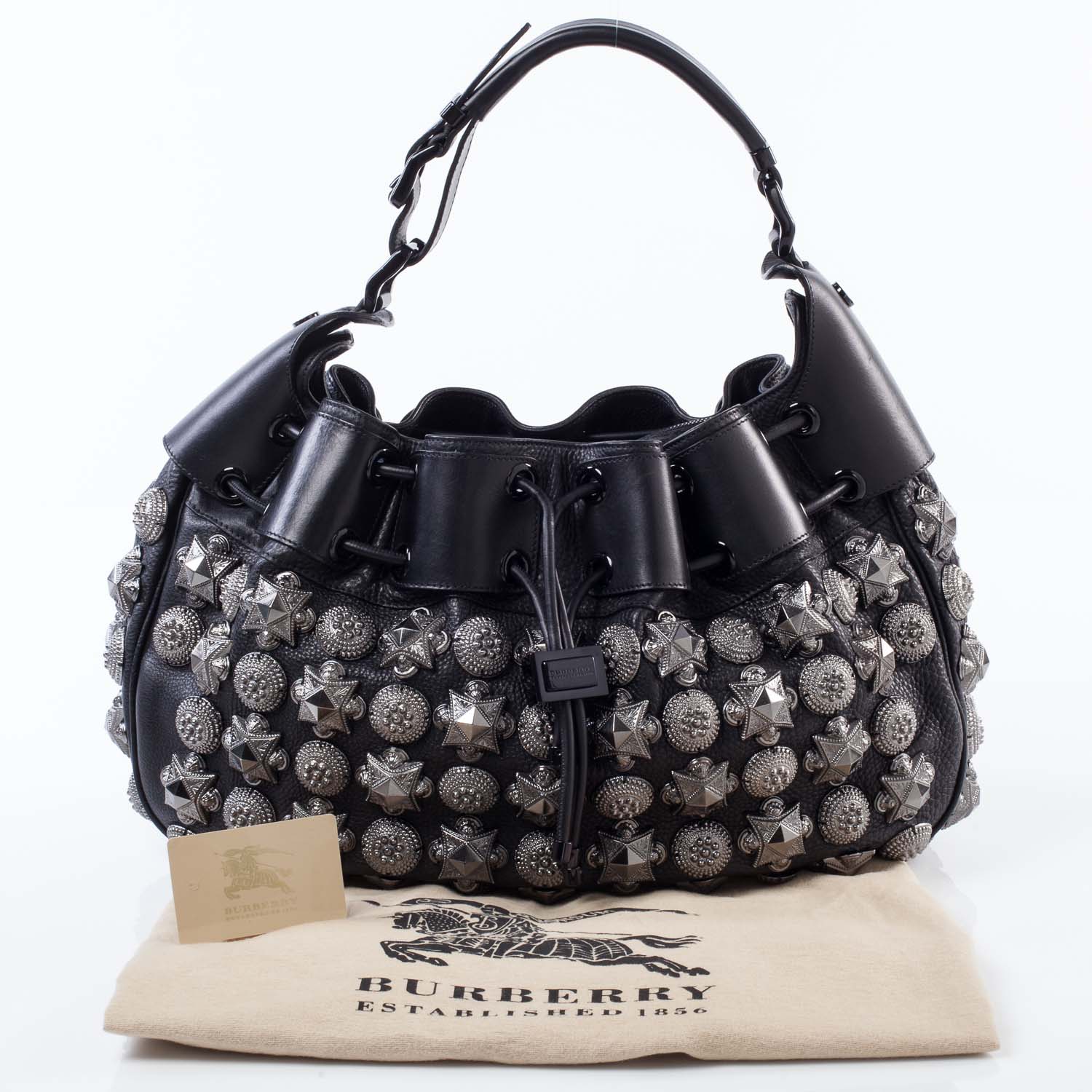 Burberry Prorsum Leather Mason Warrior Studded Hobo Black 10 of 10