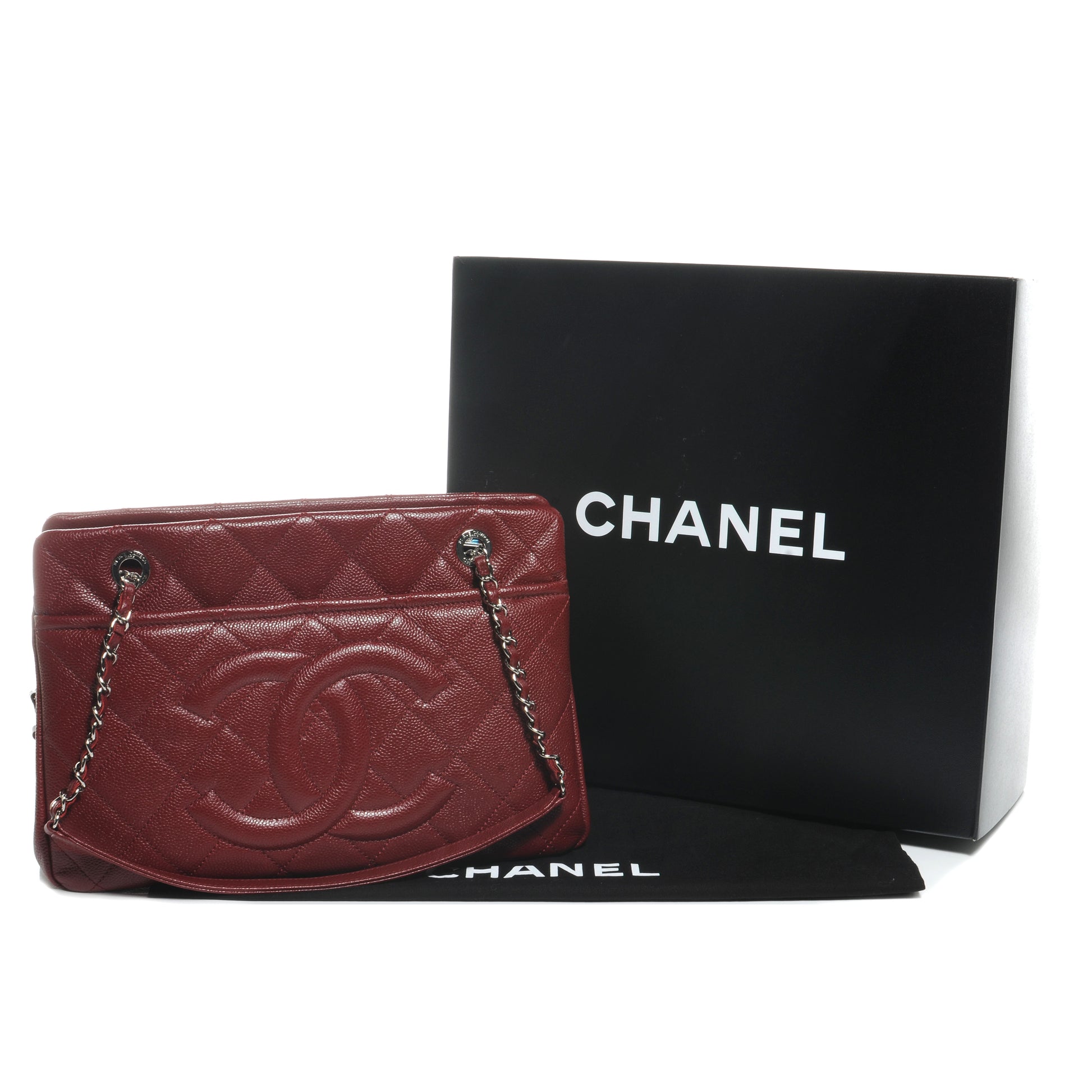 Chanel Soft Caviar Timeless Medium Shopping Tote Dark Red 5 of 8