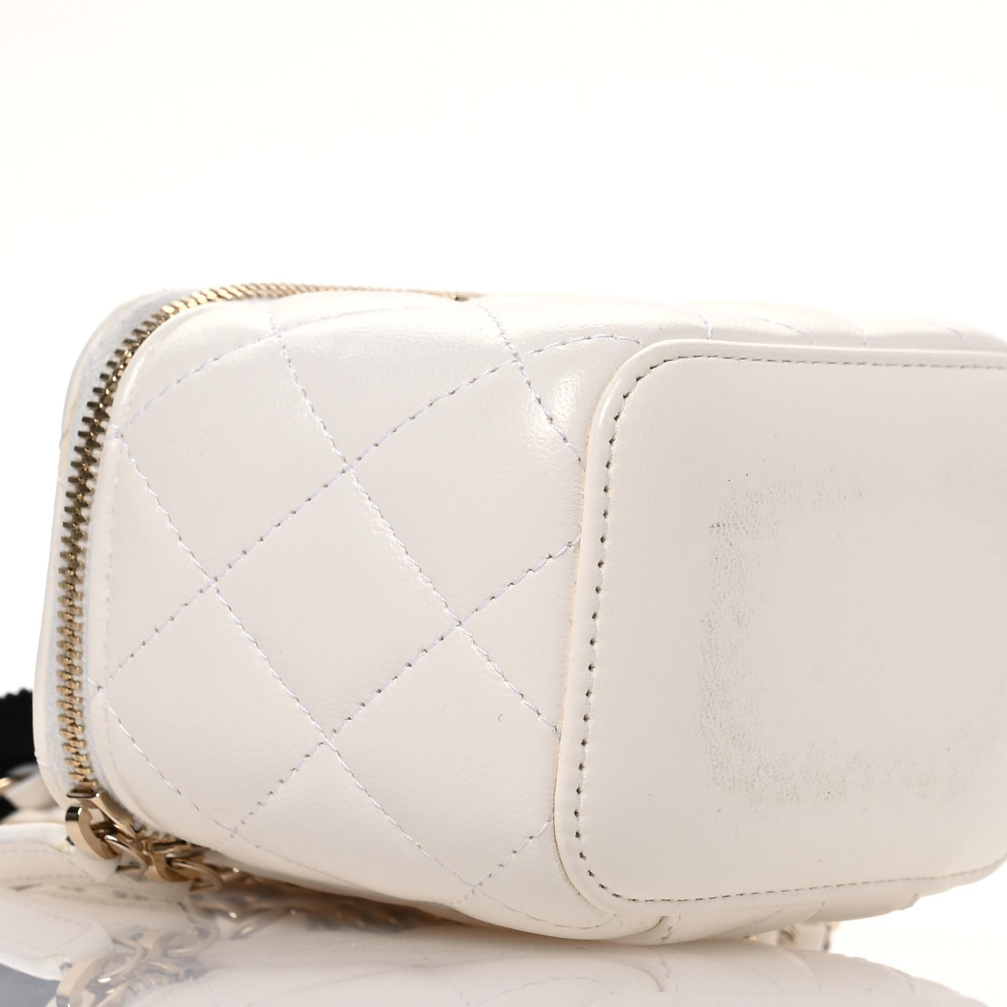 Lambskin Quilted My Chanel Lady Vanity Case With Chain White