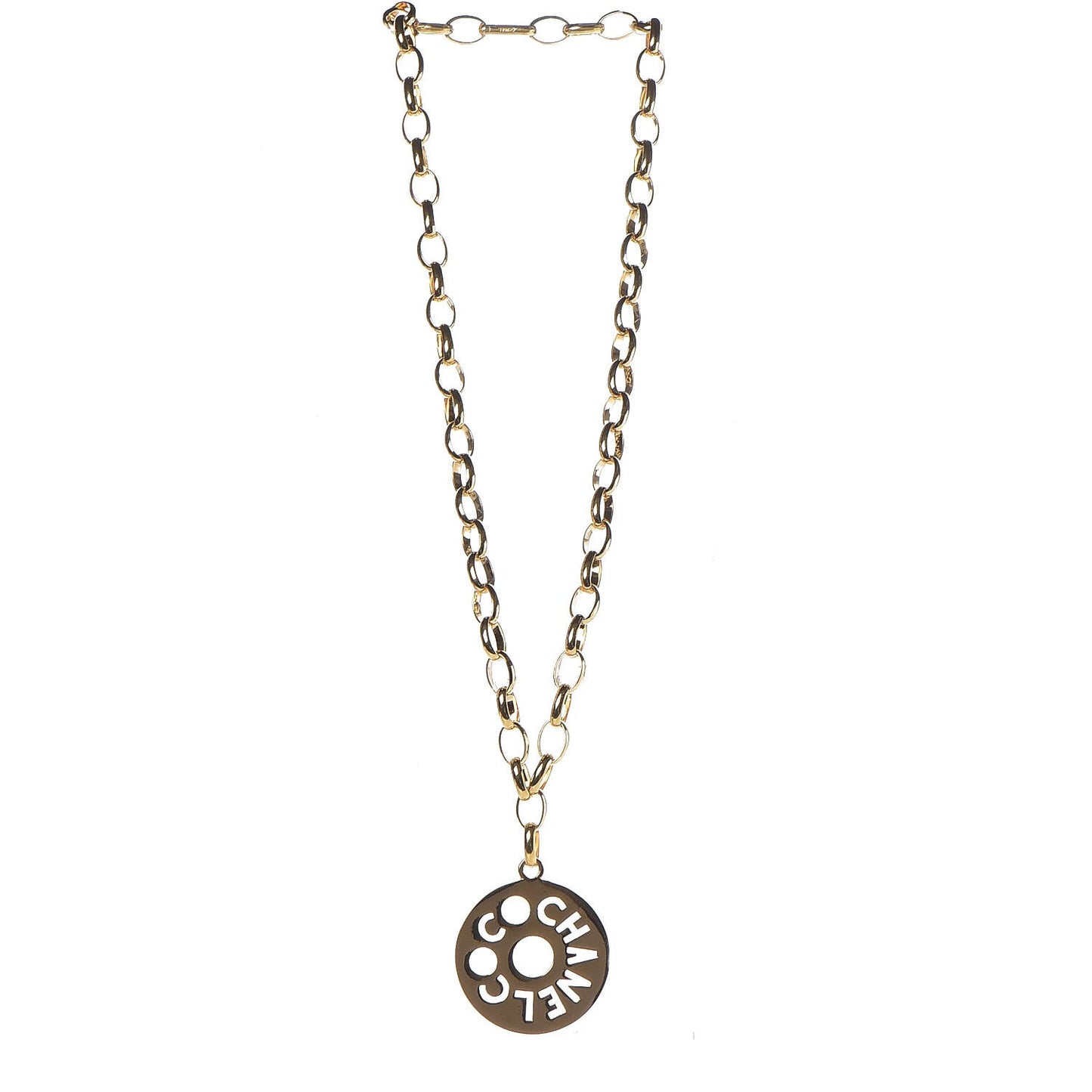 Logo Cut Out Chain Necklace Gold