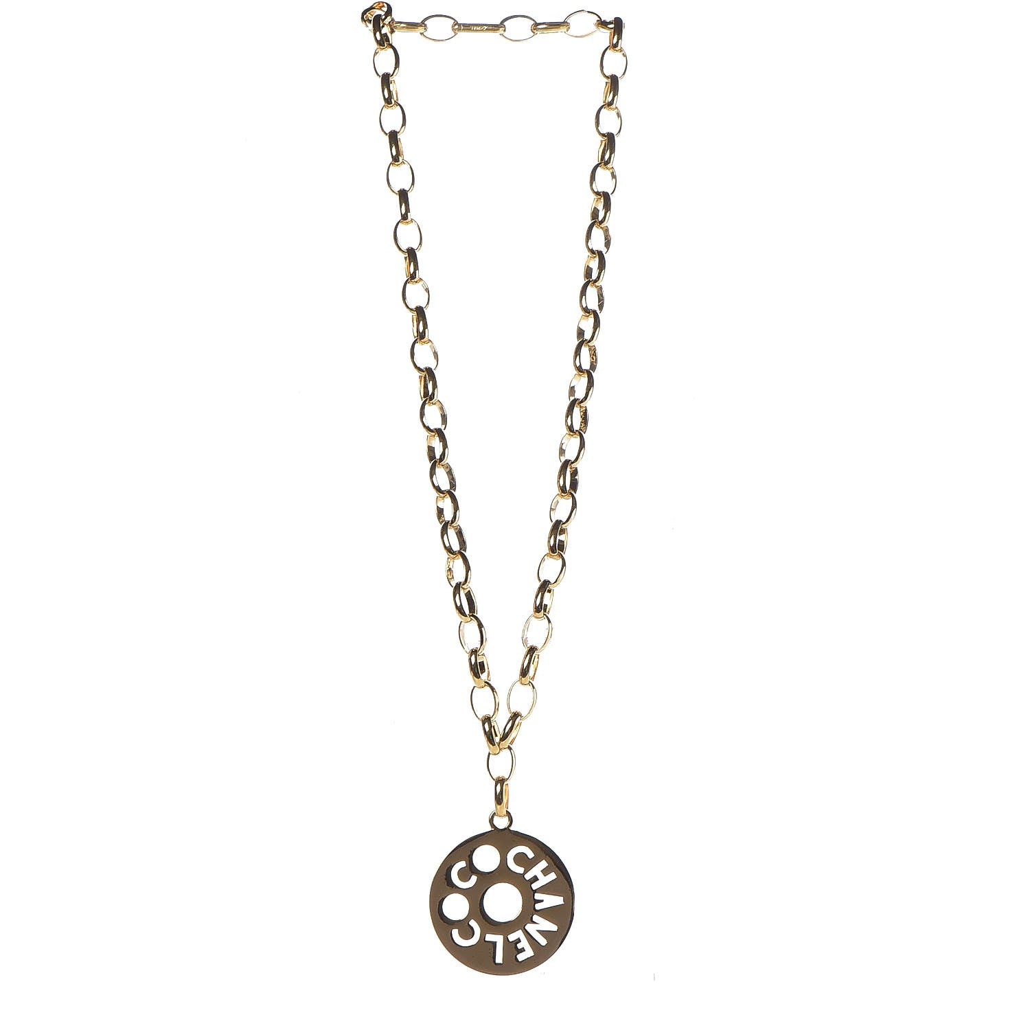 Chanel Logo Cut Out Chain Necklace Gold 4 of 4