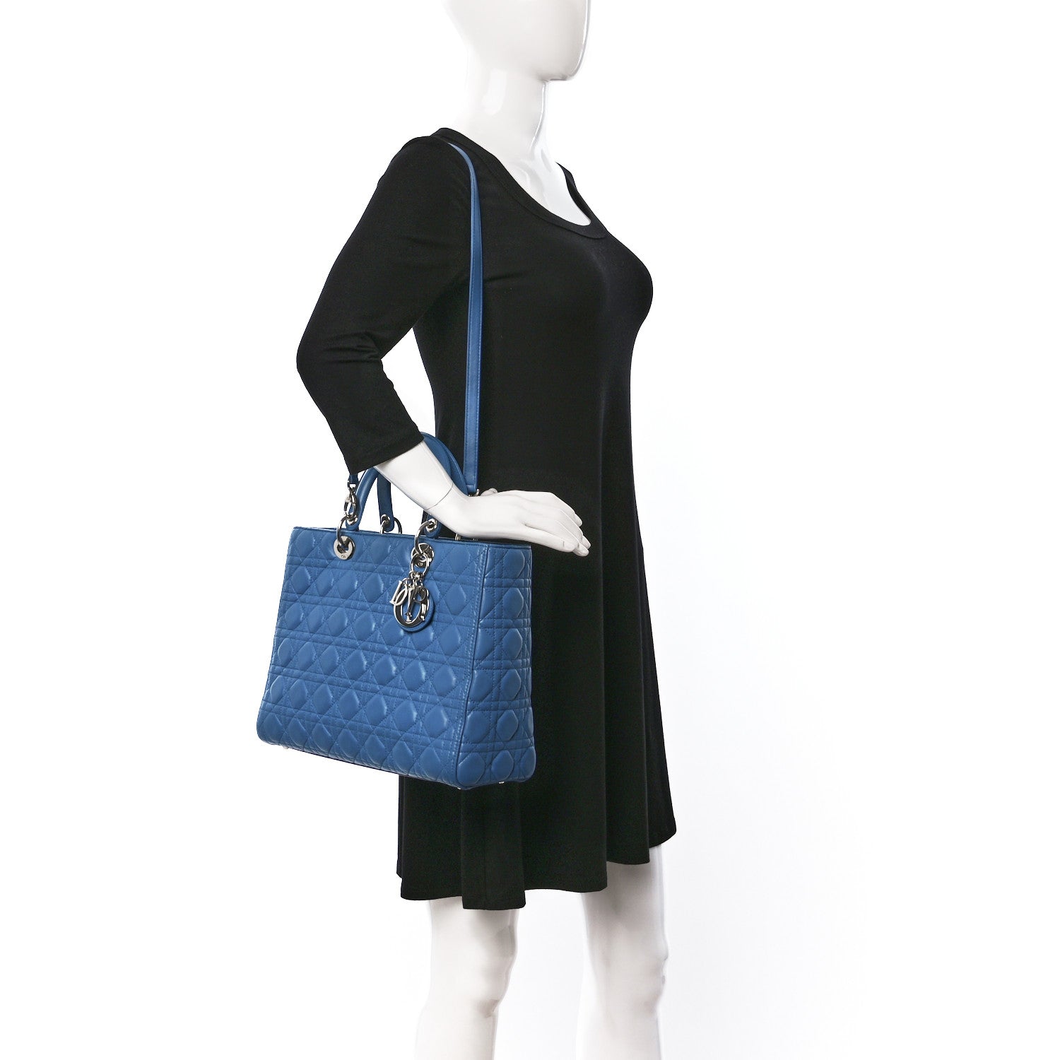 Christian Dior Lambskin Cannage Large Lady Dior Blue 2 of 9