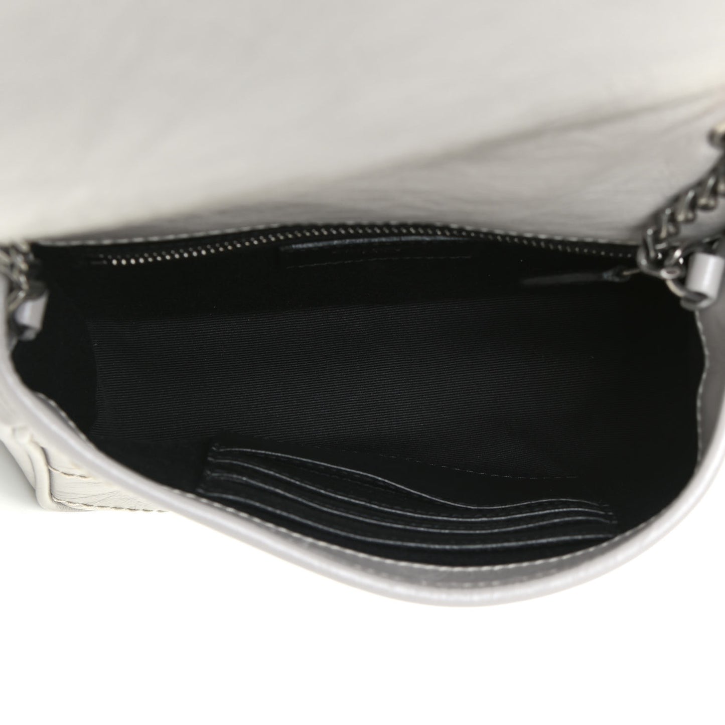 Crinkled Calfskin Matelasse Monogram Niki Chain Wallet Granite