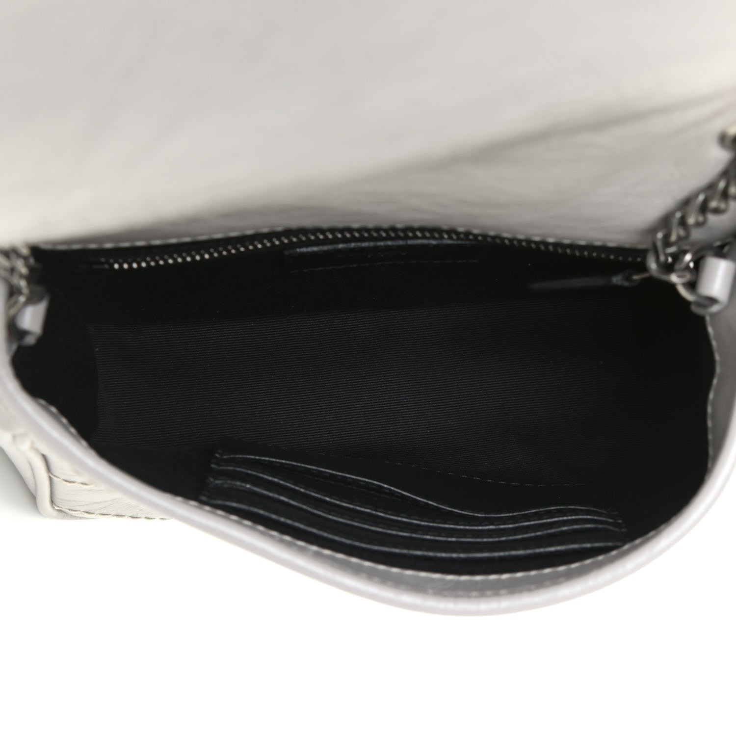 Saint Laurent Crinkled Calfskin Matelasse Monogram Niki Chain Wallet Granite 5 of 10