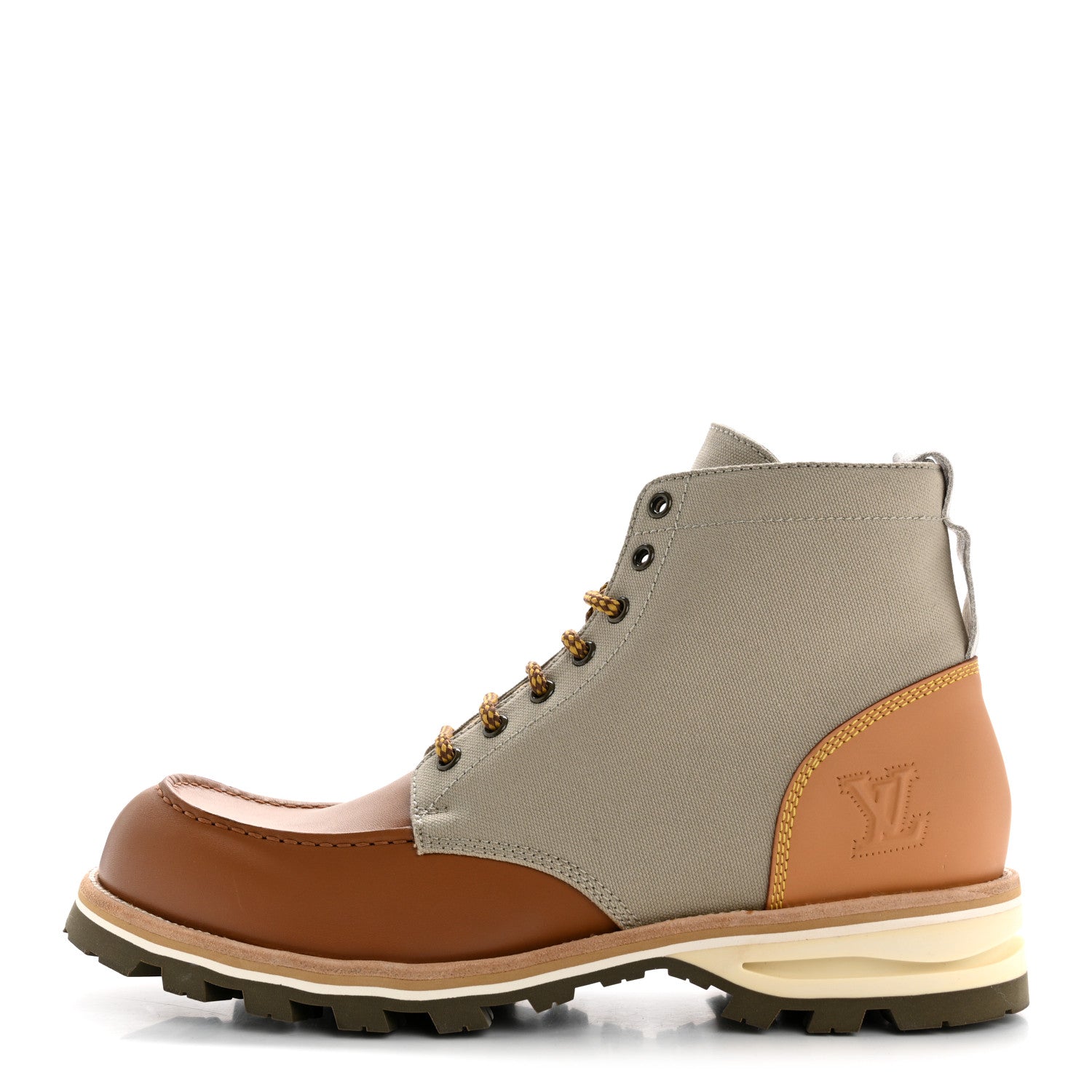 Louis Vuitton Canvas Calfskin Mens Hinterland Boots 10 Beige Tan 1 of 10