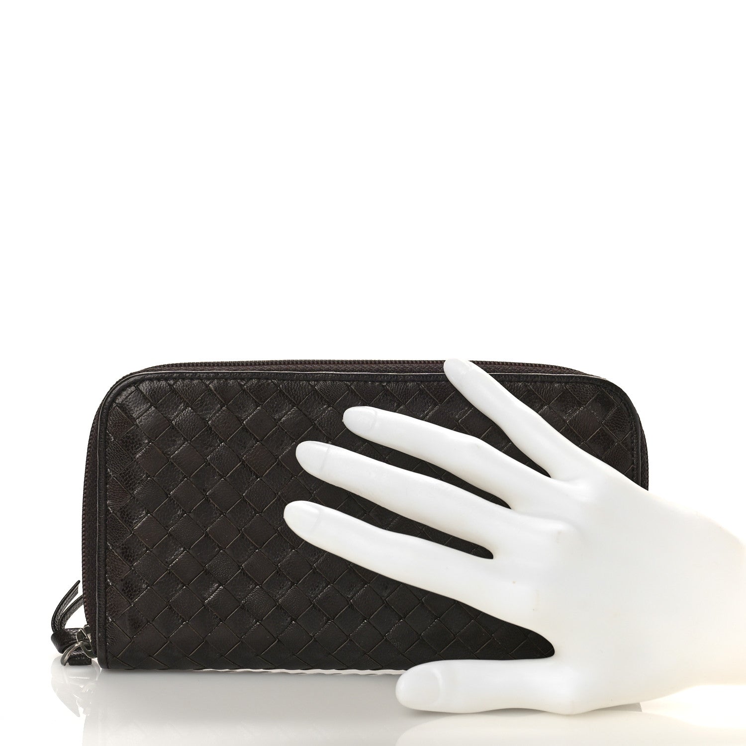 Bottega Veneta Nappa Intrecciato Zip Around Wallet Ebano 2 of 8