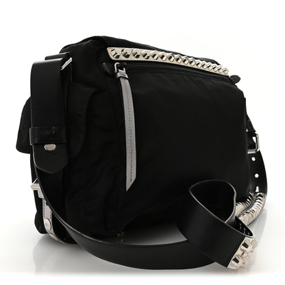 Prada Nylon New Vela Studded Messenger Bag Black 3 of 10