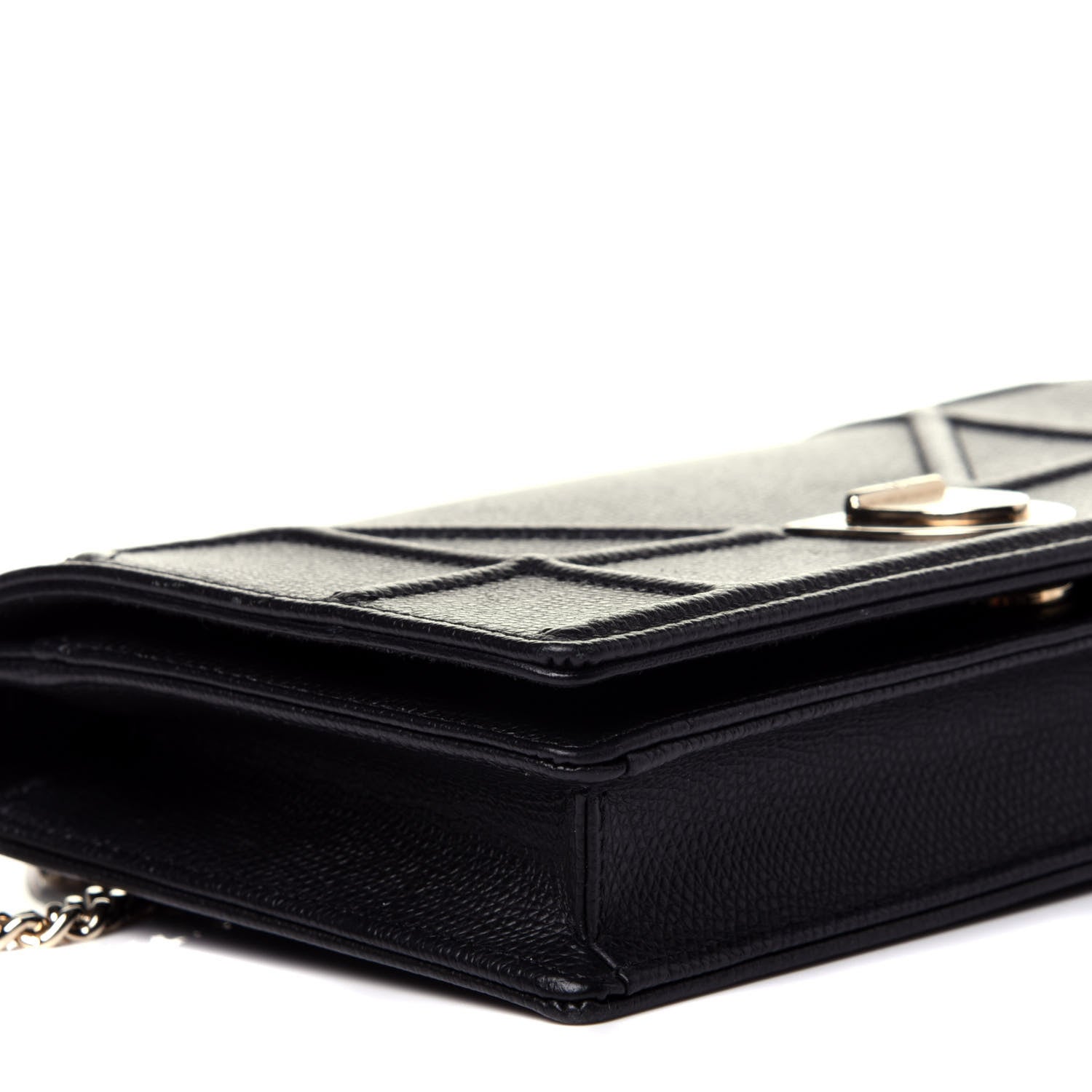 Christian Dior Grained Calfskin Diorama Wallet on Chain Pouch Black 8 of 11