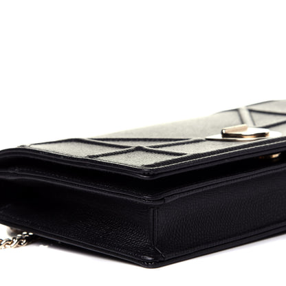 Christian Dior Grained Calfskin Diorama Wallet on Chain Pouch Black 8 of 11