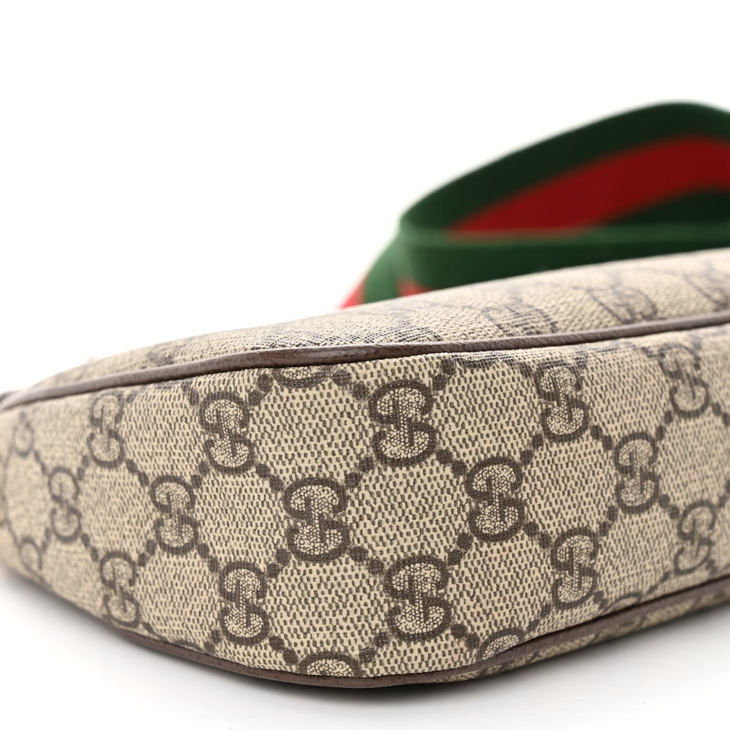 GG Supreme Monogram Textured Dollar Calfskin Web Small Ophidia GG Handbag Beige Ebony New Acero