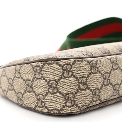 Gucci GG Supreme Monogram Textured Dollar Calfskin Web Small Ophidia GG Handbag Beige Ebony New Acero 8 of 10