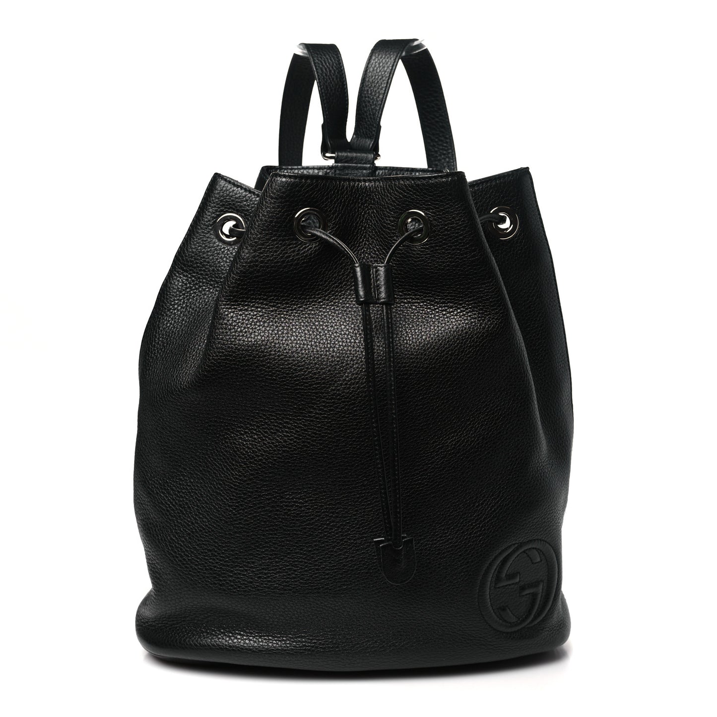 Pebbled Calfskin Small Soho Drawstring Backpack Black