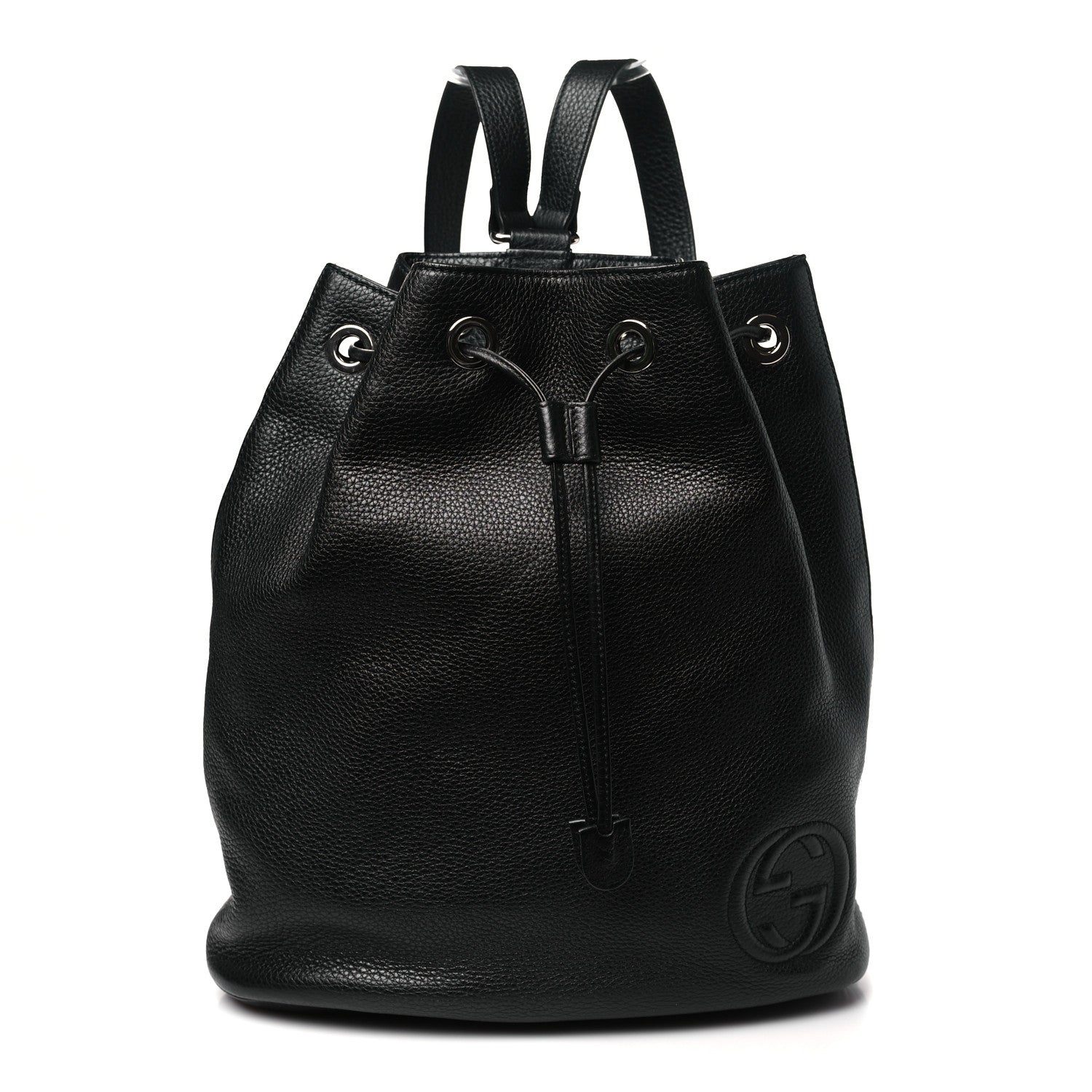Gucci Pebbled Calfskin Small Soho Drawstring Backpack Black 1 of 10