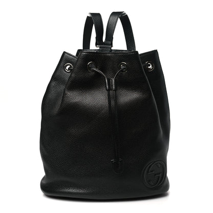 Gucci Pebbled Calfskin Small Soho Drawstring Backpack Black 1 of 10