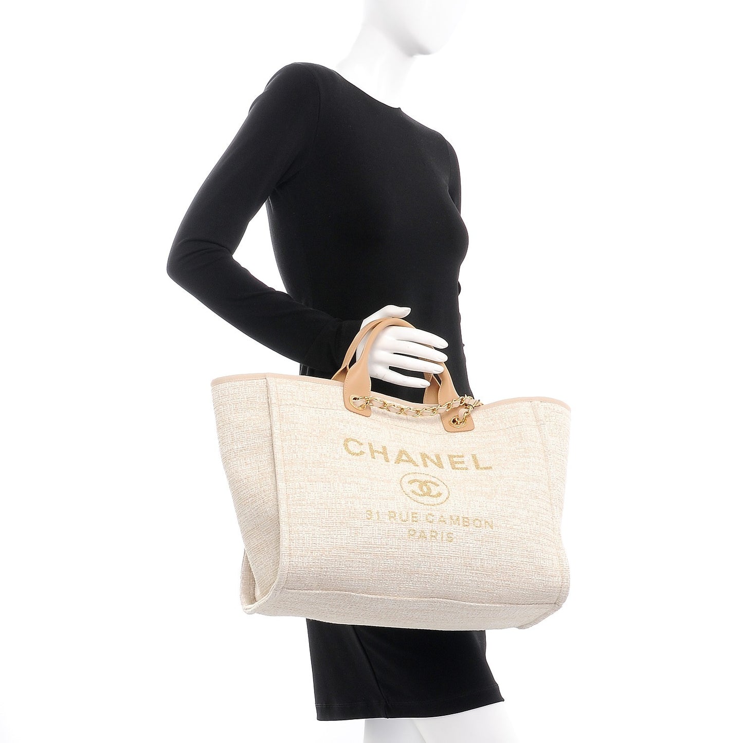 Canvas Large Deauville Tote Light Beige