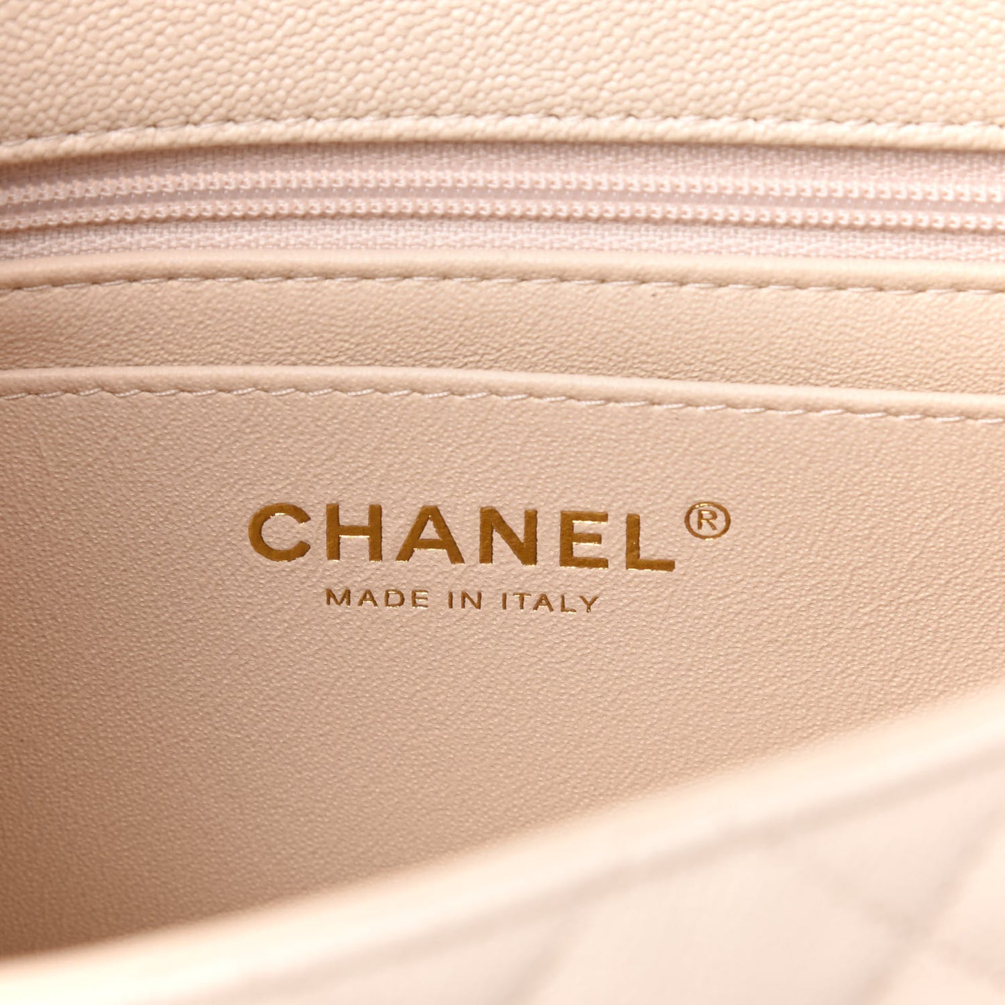 Caviar Quilted Mini Top Handle Rectangular Flap Beige