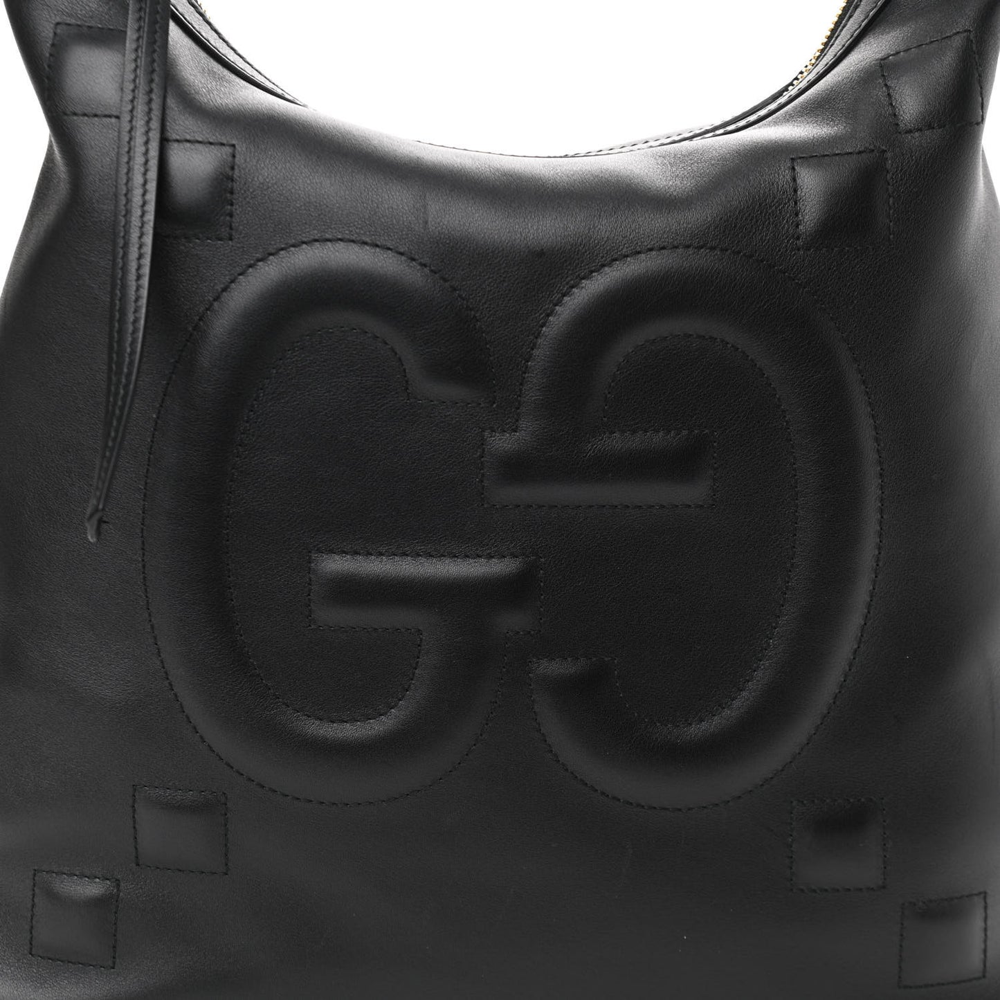 Apollo Calfskin GG Dadini Embroidered Chain Hobo Black