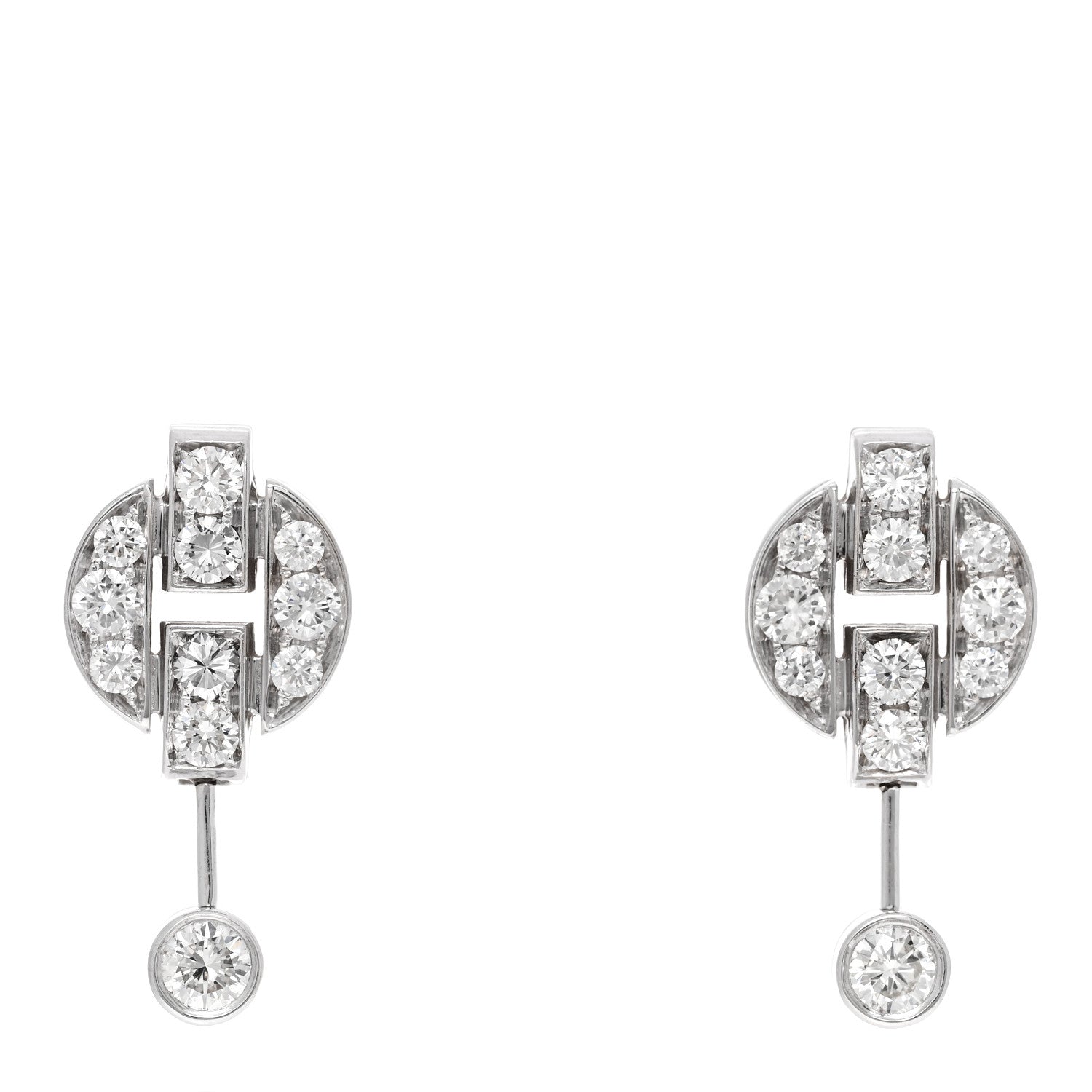 Cartier 18K White Gold Diamond Himalia Drop Earrings 1 of 5