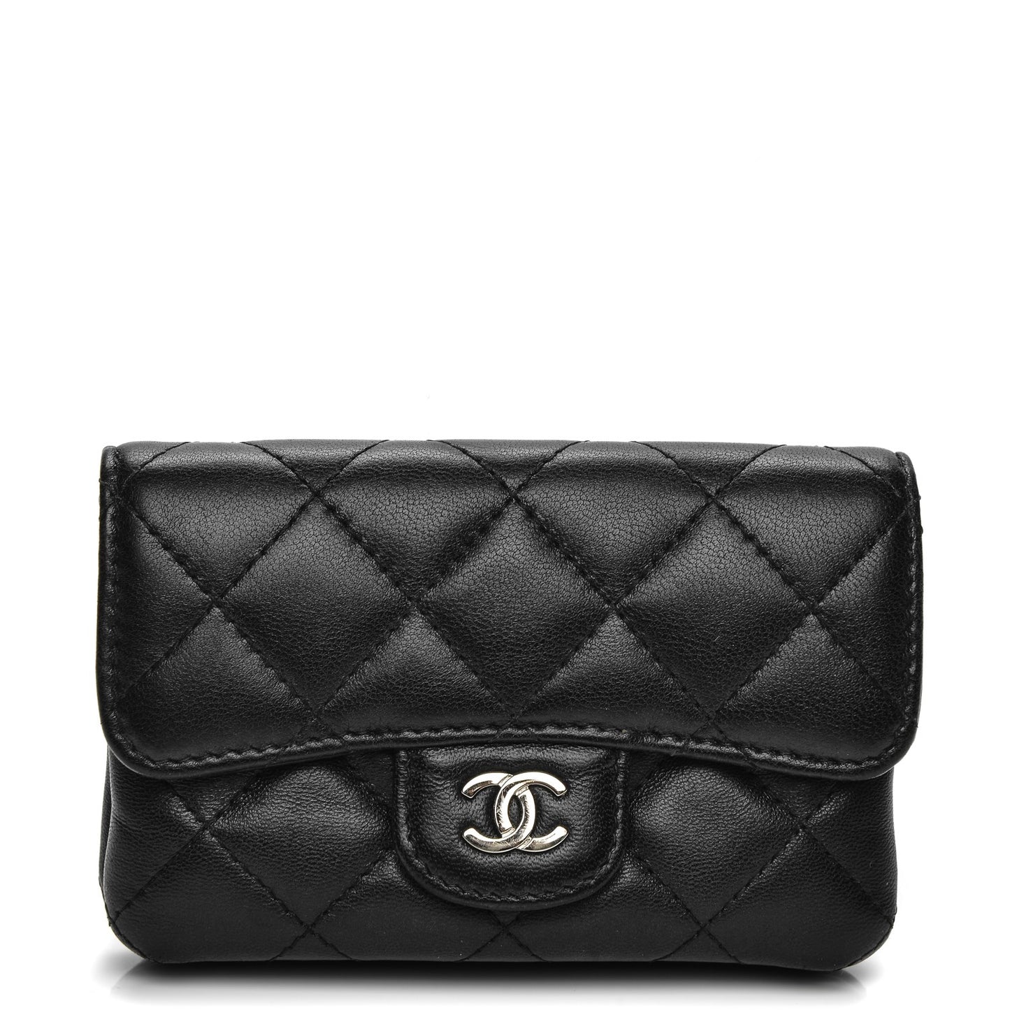 Lambskin Quilted Coin Purse Black